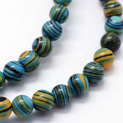 Synthetic Malachite Beads Strands G-I199-32-6mm-E-1