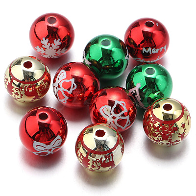 10Pcs UV Plating Colours Acrylic Beads OACR-S146-01I-1