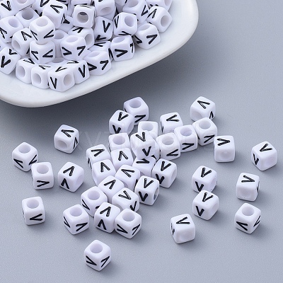 Acrylic Horizontal Hole Letter Beads PL37C9308-V-1