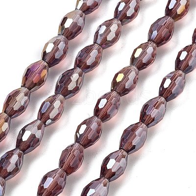 Transparent Electroplate Glass Beads Strands EGLA-A037-T6x8mm-B13-1