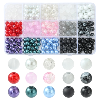 300Pcs 15 Styles Glass Beads GLAA-FS0001-46-1