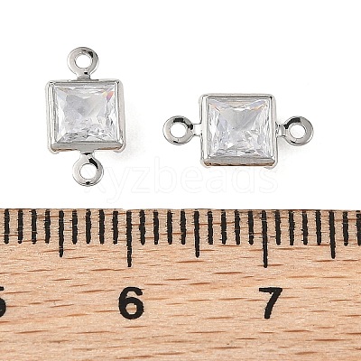 SHEGRACE Brass Pave Cubic Zirconia Square Connector Charms XGRQ2O292-440A-P-1