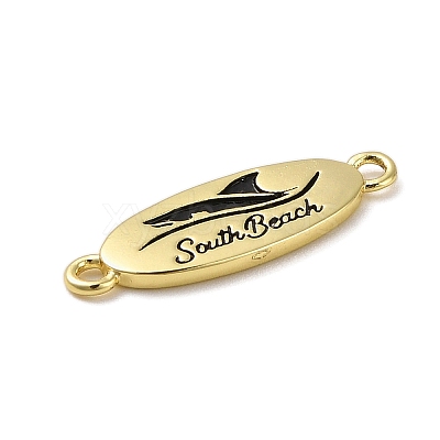 Beach Theme Rack Plating Brass Oval Connector Charms KK-P261-08F-G14-1