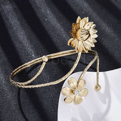 Lotus Alloy Arm Cuff Bangles for Girl Women LS-AJEW-A063-01D-G-1