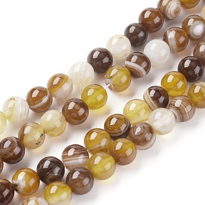 Natural Striped Agate/Banded Agate Beads Strands G-G582-10mm-51-1
