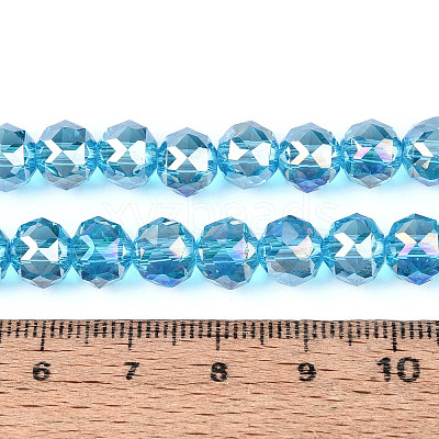 AB Color Plated Transparent Glass Round Beads Strands EGLA-T029-8mm-12T-08-1