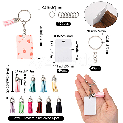 DIY Blank Double-sided Heat Transfer Aluminium Pendant Keychain Making Kits DIY-SP0005-26G-1