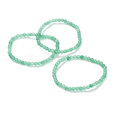 Natural Green Aventurine Beaded Stretch Bracelets BJEW-D446-A-34-1