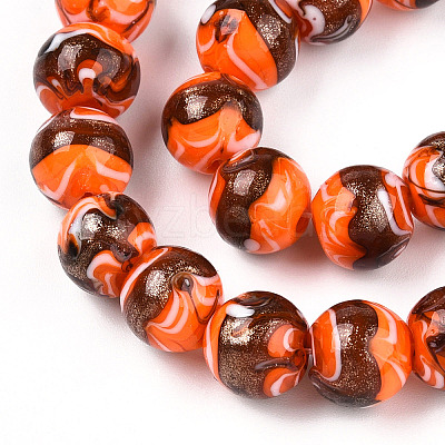 Handmade Gold Sand Lampwork Beads LAMP-N028-001G-1