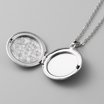 304 Stainless Steel Photo Locket Necklace NJEW-WH0016-10-1