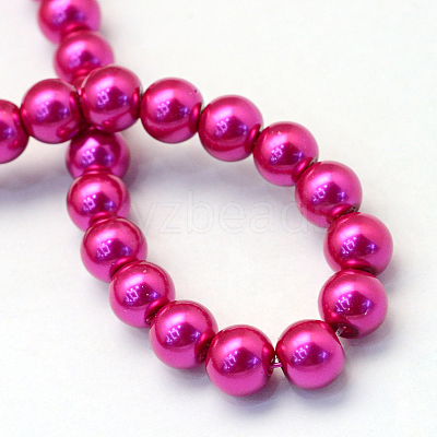 Baking Paint Pearlized Glass Pearl Round Bead Strands X-HY-Q330-8mm-17-1
