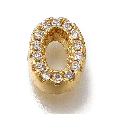 Rack Plating Brass Micro Pave Clear Cubic Zirconia Beads KK-G500-30G-O-1