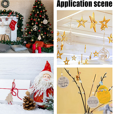 2 Sets 2 Style Christmas Theme Wood Pendants Decoration HJEW-GF0001-39A-1