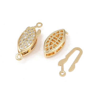 Brass Micro Pave Clear Cubic Zirconia Box Clasps KK-L255-02G-01-1