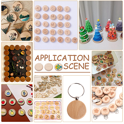 200Pcs Beech Wooden Round Pieces WOOD-NB0002-94B-1