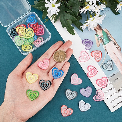 32Pcs 8 Colors Transparent Acrylic Pendant MACR-HY0001-03-1