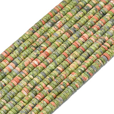 Natural Unakite Beads Strands G-P575-B25-4x1mm-1