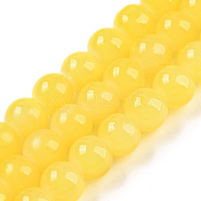 Baking Paint Imitation Jade Glass Round Bead Strands X-DGLA-Q021-6mm-24-1