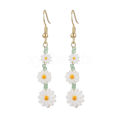 2Pairs 2 Styles Flower Natural Freshwater Shell Leverback & Dangle Earring Sets EJEW-JE06338-1