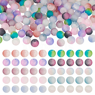 200Pcs 10 Colors Crackle Glass Beads Strands GLAA-TA0003-31C-1
