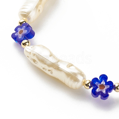 ABS Imitation Pearl & Millefiori Glass Beaded Necklace Bracelet SJEW-JS01241-1