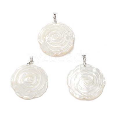 Natural White Shell Pendants BSHE-E029-03P-01-1