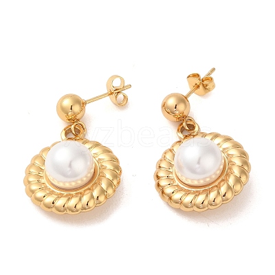 Flat Round 304 Stainless Steel Stud Earrings EJEW-U003-30G-1