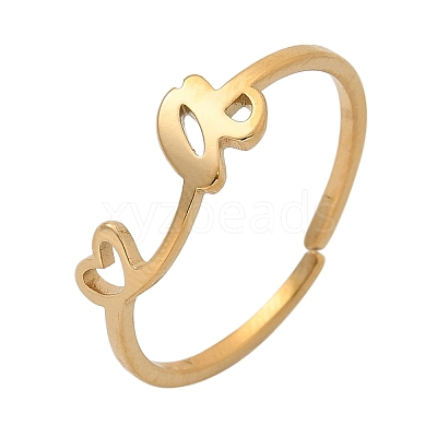 304 Stainless Steel Cuff Rings for Women RJEW-D285-01G-A-1