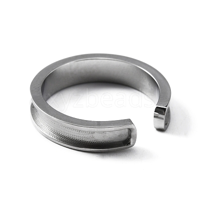 304 Stainless Steel Grooved Cuff Ring Settings RJEW-WH0009-01D-1