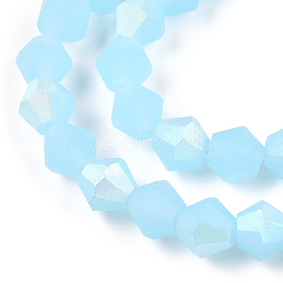 Imitation Jade Bicone Frosted Glass Bead Strands EGLA-A039-J6mm-MB03-1