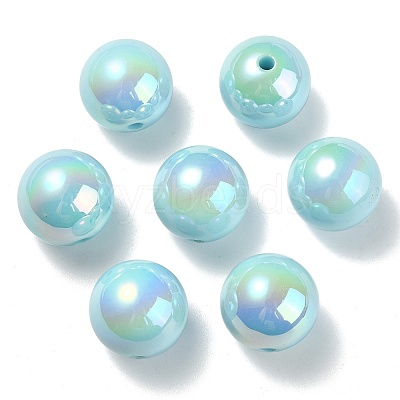 UV Plating Rainbow Iridescent Acrylic Beads PACR-E001-04F-1