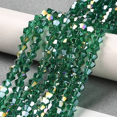 Transparent Electroplate Glass Beads Strands GLAA-F029-4mm-A10-1