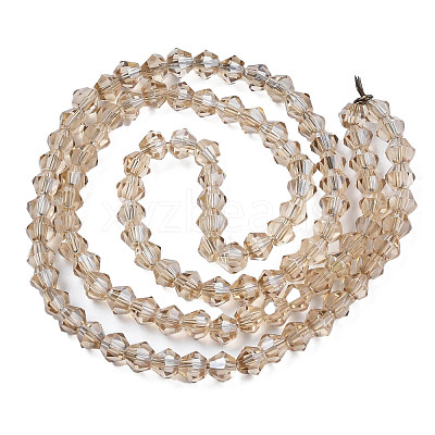 Electroplate Transparent Glass Beads Strands EGLA-Q026-016E-1