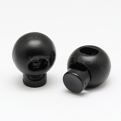 1-Hole Dyed Iron Spring Loaded Eco-Friendly Plastic Round Buckle Cord Toggle Lock Beans Stoppers for Sportwear Luggage Backpack Straps FIND-E004-60B-19mm-1