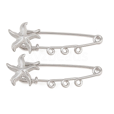 Starfish 304 Stainless Steel Safety Pins Brooch Findings SA-CBA098D-16H-P03-1