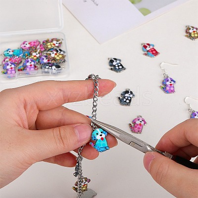 30Pcs 6 Colors Alloy Enamel Pandants ENAM-SZ0004-18-1