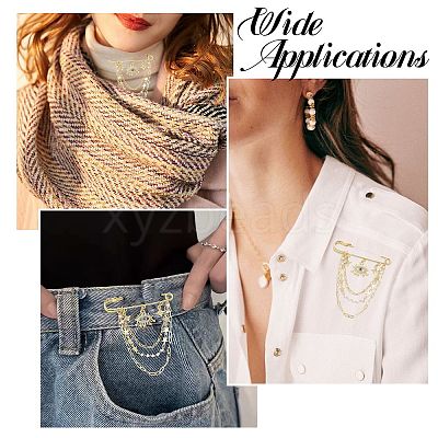 5Pcs Rhinestone Eye & Alloy Star Charms Safety Pin Brooch JEWB-CJ0003-44-1