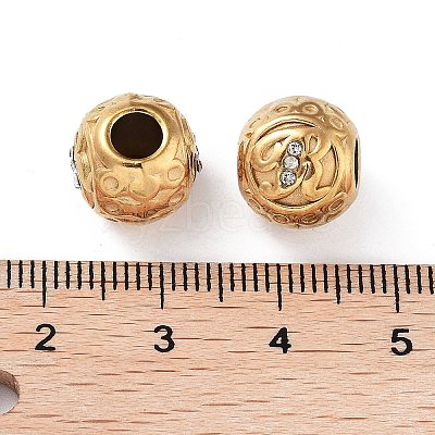Ion Plating(IP) 304 Stainless Steel Rhinestone European Beads STAS-A092-10R-G-1