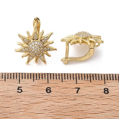 Sun Shape Clear Cubic Zirconia Hoop Earring X-EJEW-C002-10G-RS-1