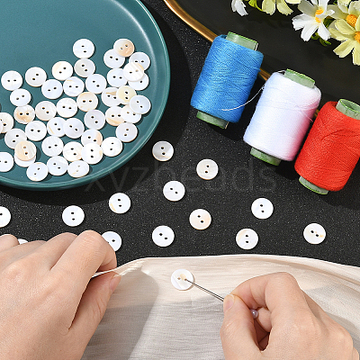 60Pcs 2-Hole Natural Shell Buttons BUTT-SP0001-16-1