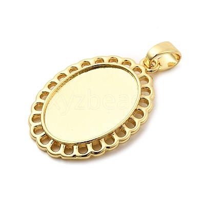 Oval Brass Pendant Cabochon Settings KK-C134-28G-1