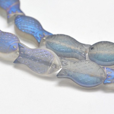 Frosted Electroplate Glass Fish Beads Strands EGLA-M001-D04-1