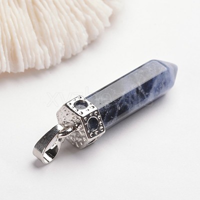 Bullet Brass Gemstone Pointed Pendants G-F218-10F-1