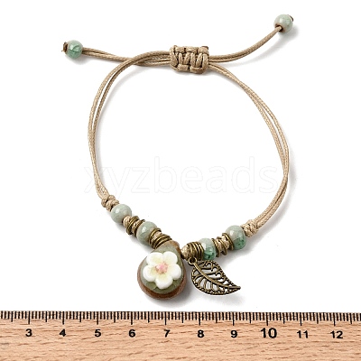Adjustable Handmade Porcelain Flower Beads Braided Beads Bracelets WGFB2A7-09-1