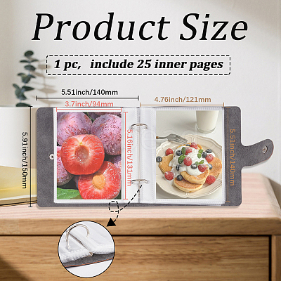 5 Inch PU Leather Cover Garden Seed Storage Organizer 2-Ring Binder Album AJEW-SP0004-72B-1