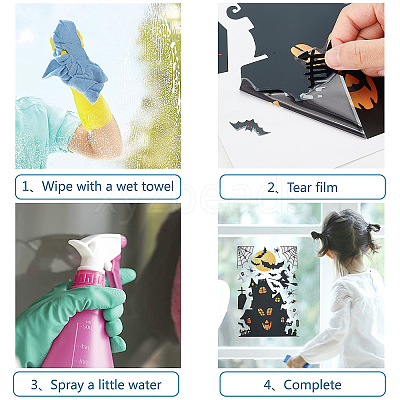 2 Sets PVC Plastic Window Sticker Decorations DIY-GF0005-66A-1