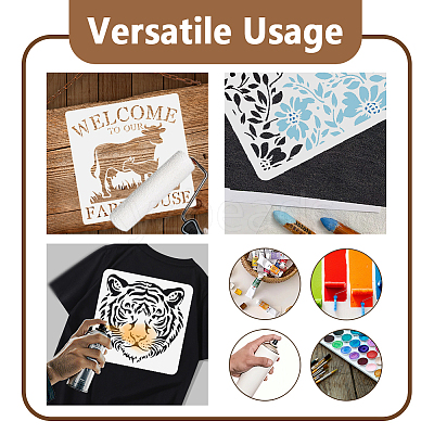 4Pcs 4 Styles PET Hollow Out Drawing Painting Stencils DIY-WH0669-006-1