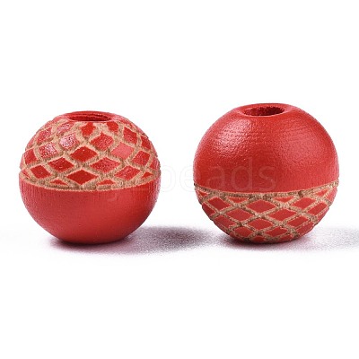 Painted Natural Wood Beads WOOD-S057-072-1