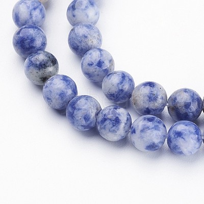 Natural Blue Spot Jasper Bead Strands X-GSR6mmC036-1