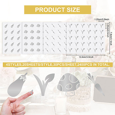 80 Sheets 4 Patterns PVC Waterproof Self-Adhesive Sticker Sets STIC-OC0001-10E-1